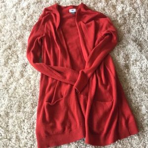 Long, orange, sweater